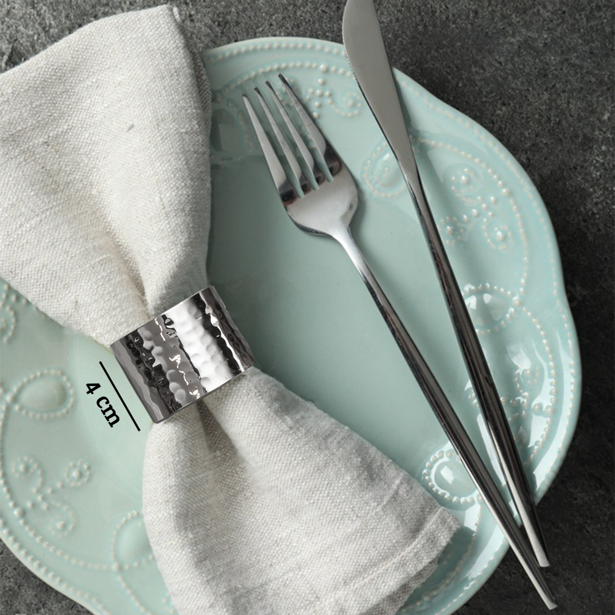 Set of Four Silver Finish Napkin Rings
