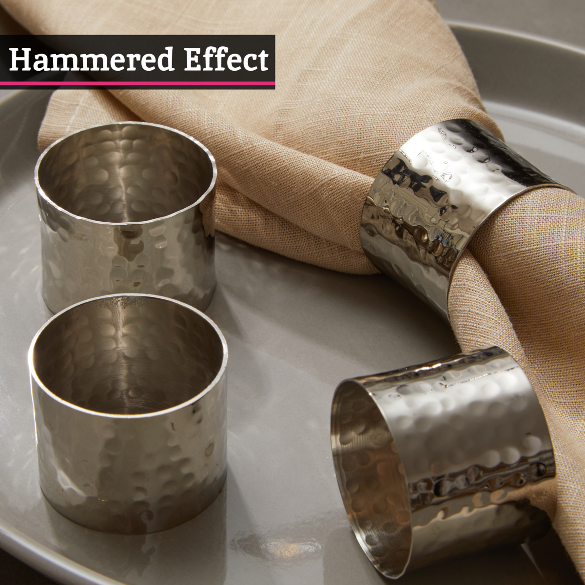 Set of Four Silver Finish Napkin Rings