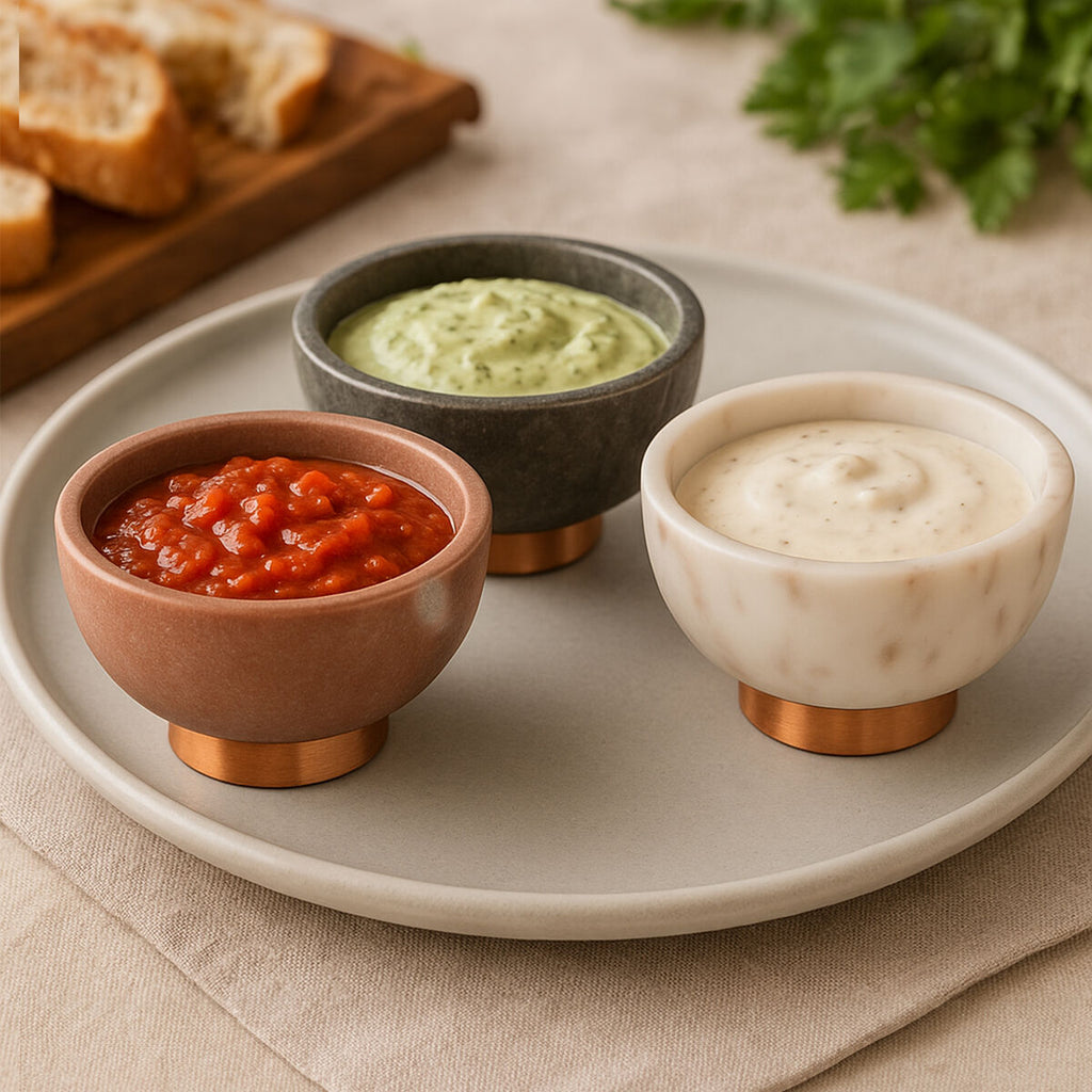 Set of 3 Marble Dipping Bowls