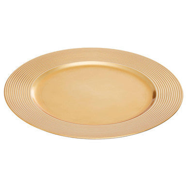 Gold Charger Plate with Ribbed Rim