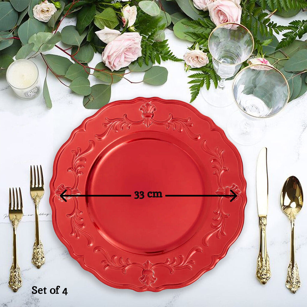 Red Finish Baroque Charger Plate