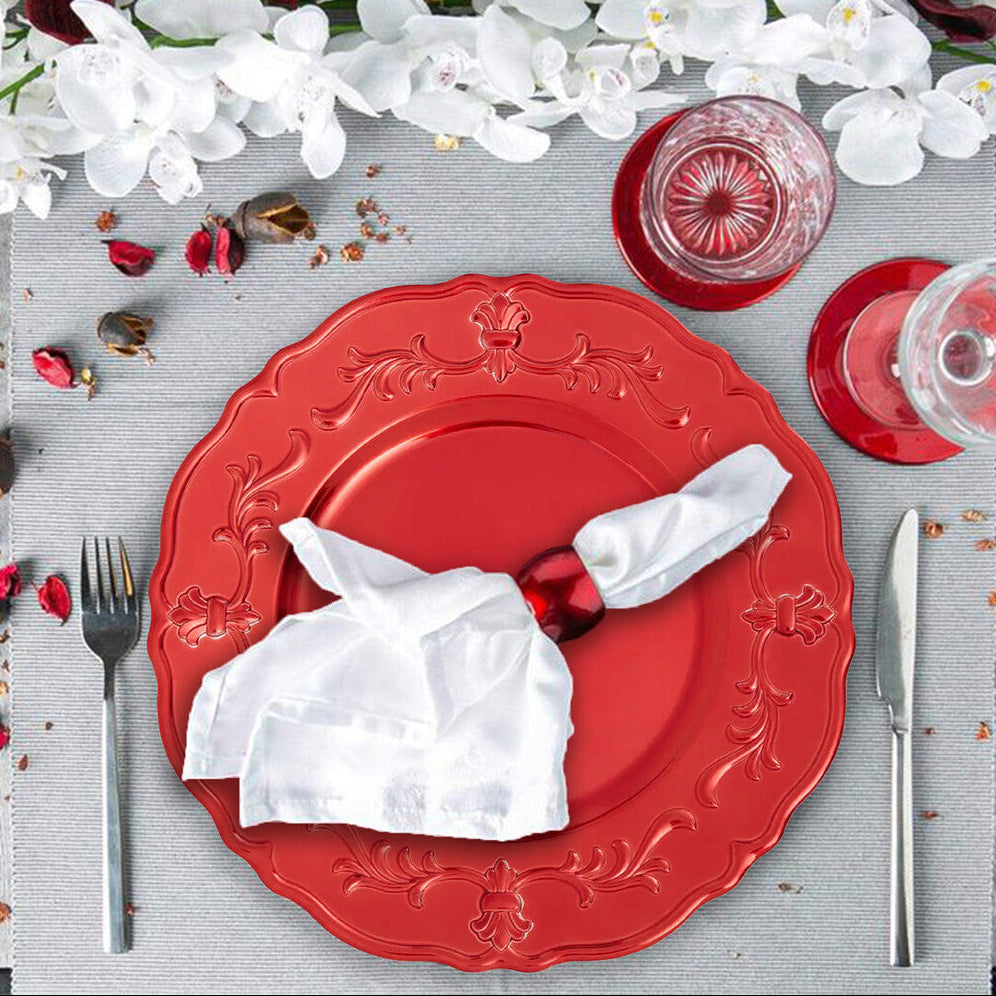 Red Finish Baroque Charger Plate