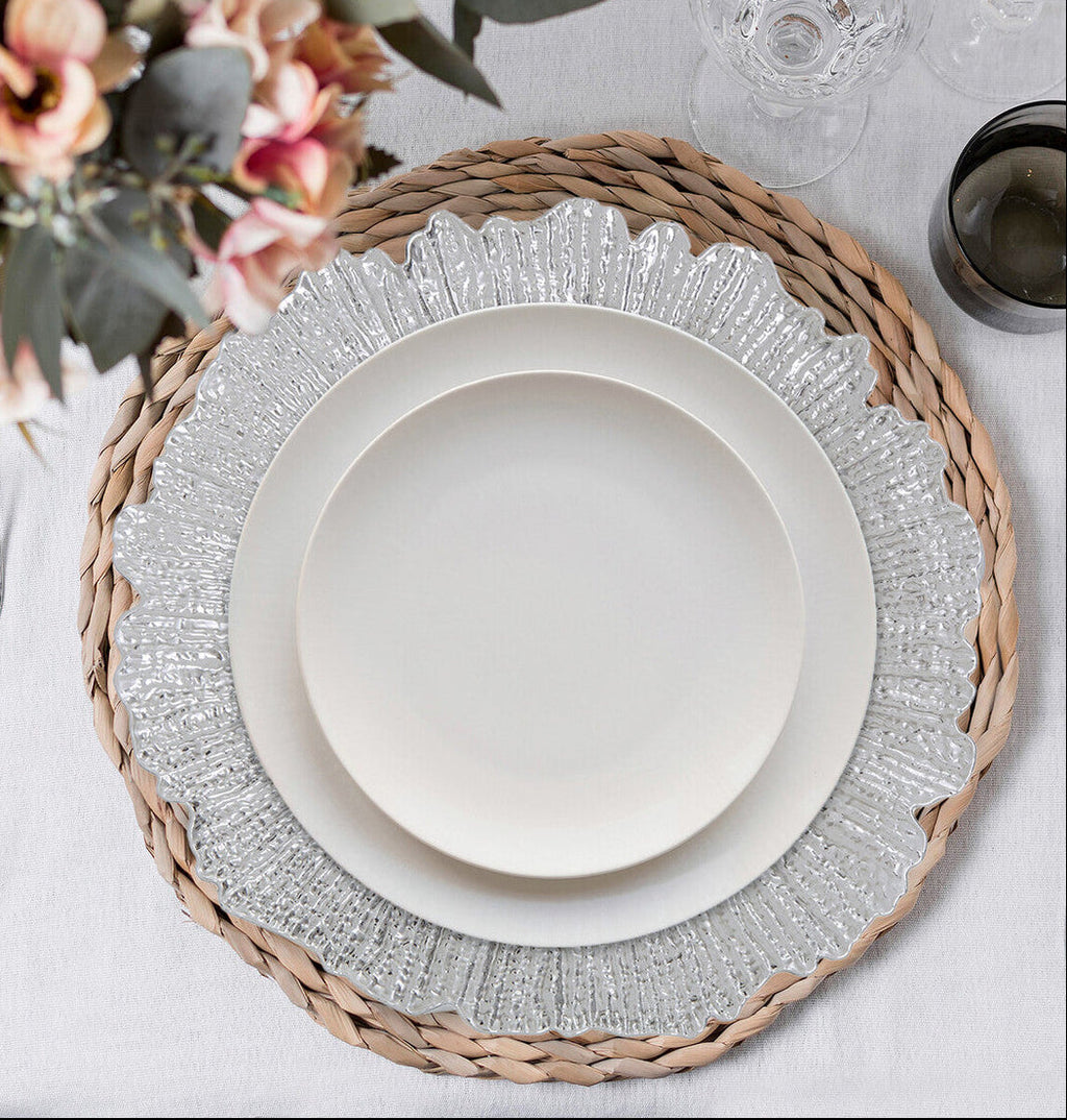 Silver Finish Reef Charger Plate