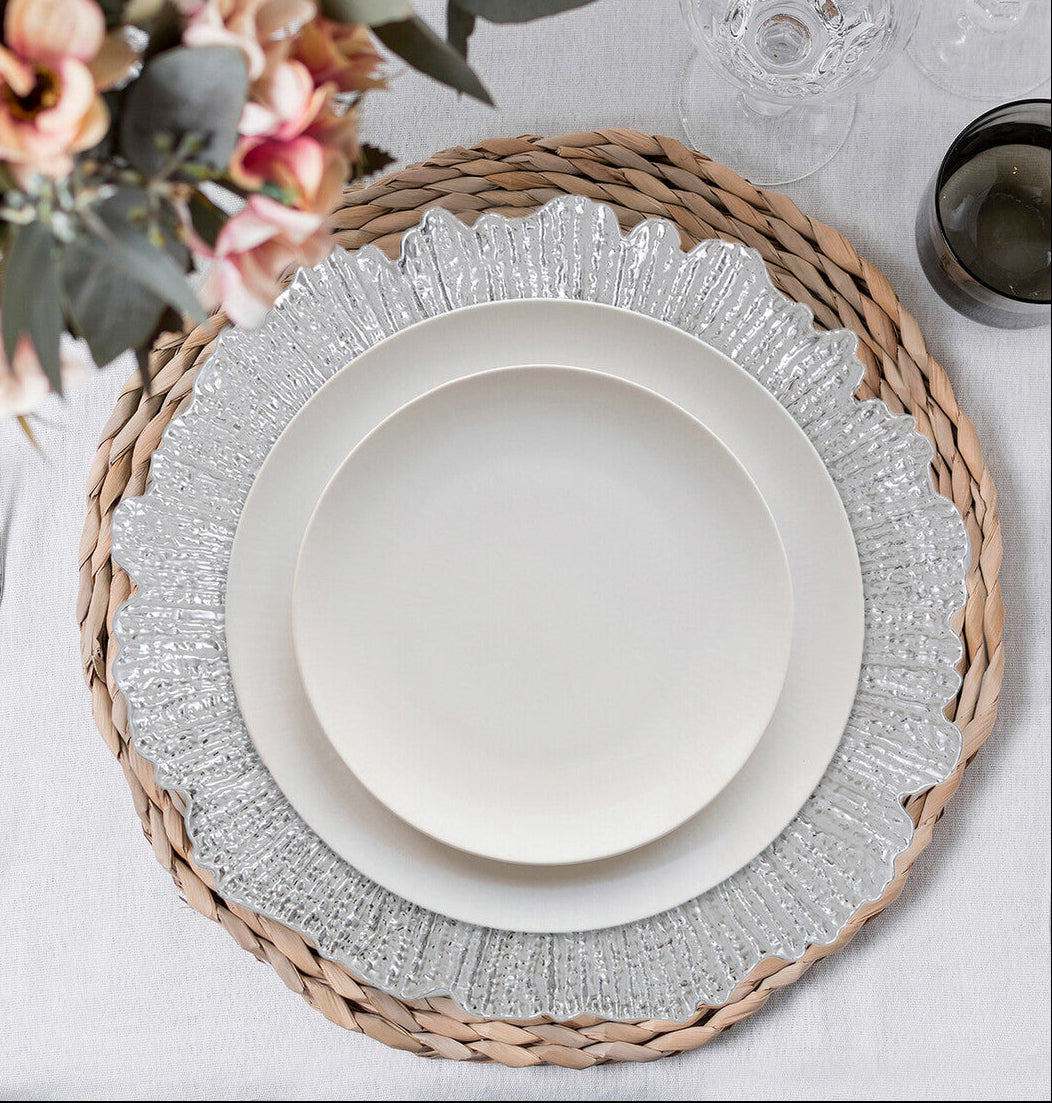 Silver Finish Reef Charger Plate