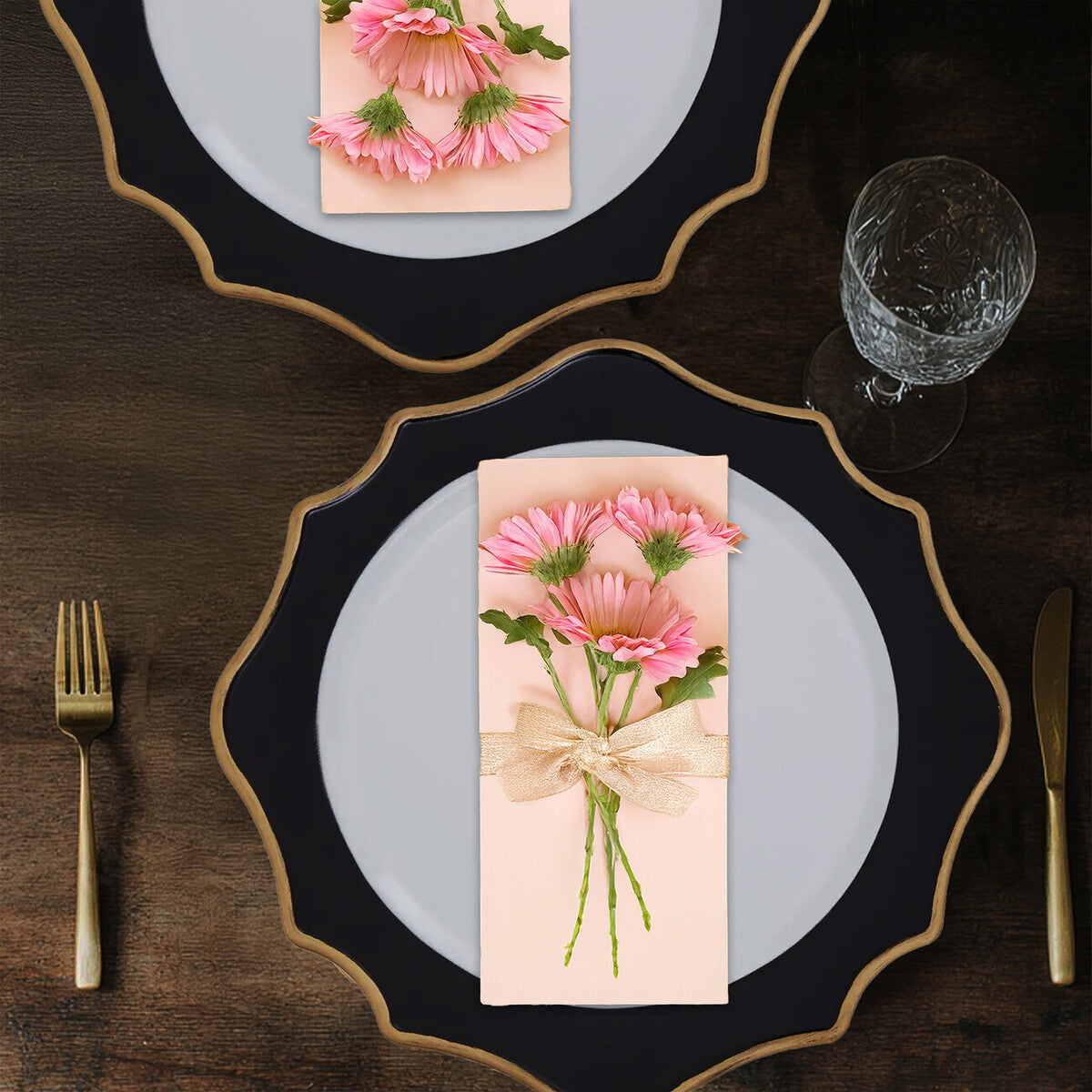 White and Black Scalloped Charger Plate