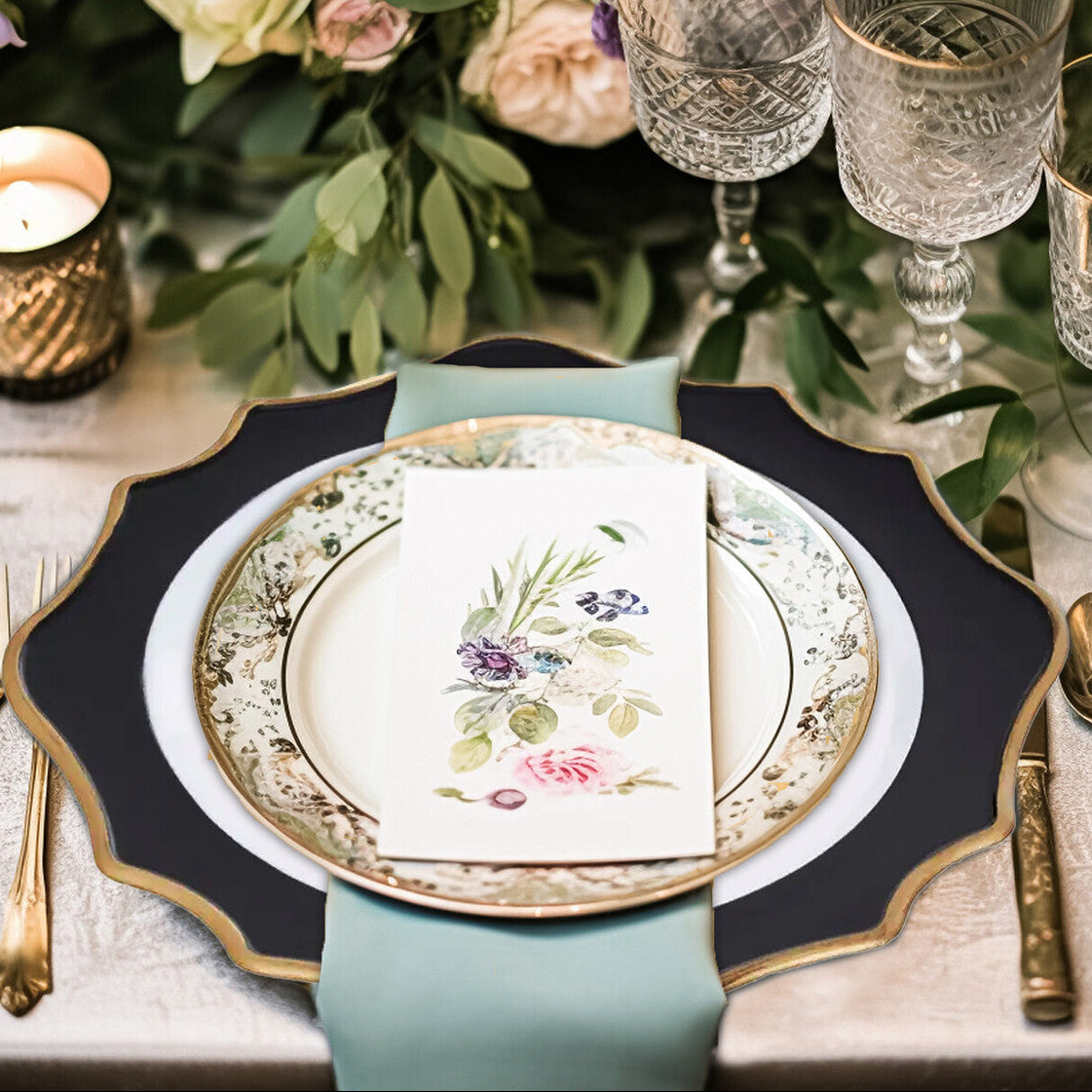 White and Black Scalloped Charger Plate