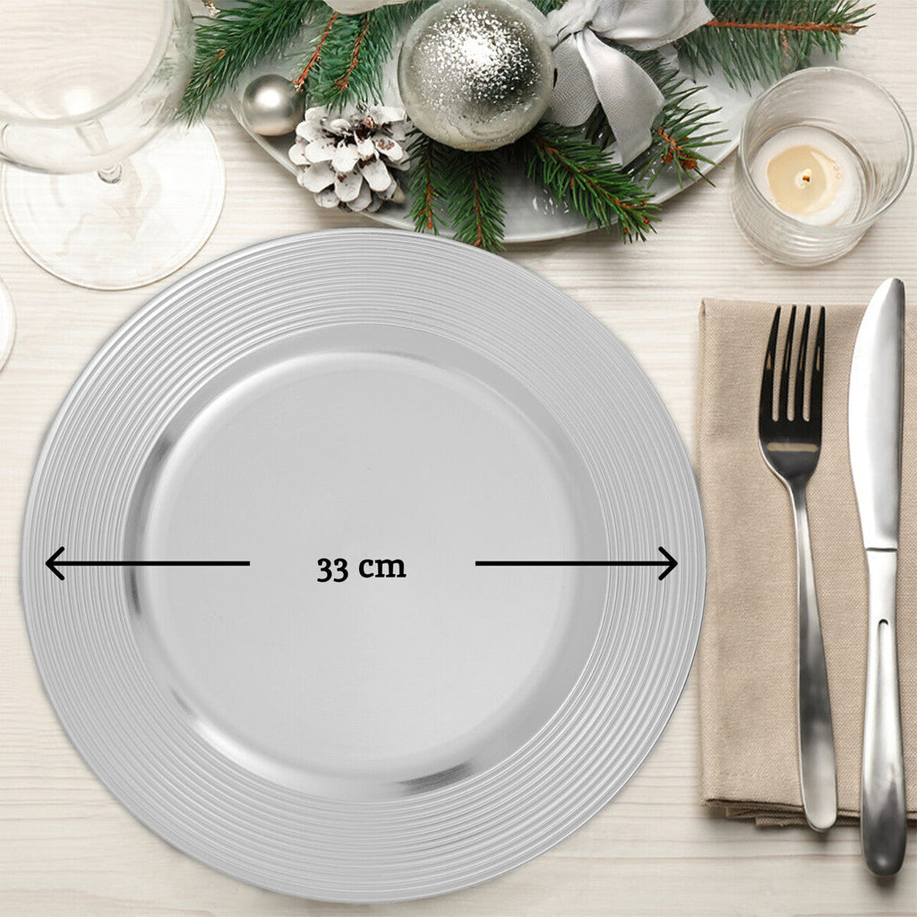 Silver Finish Ribbed Charger Plate
