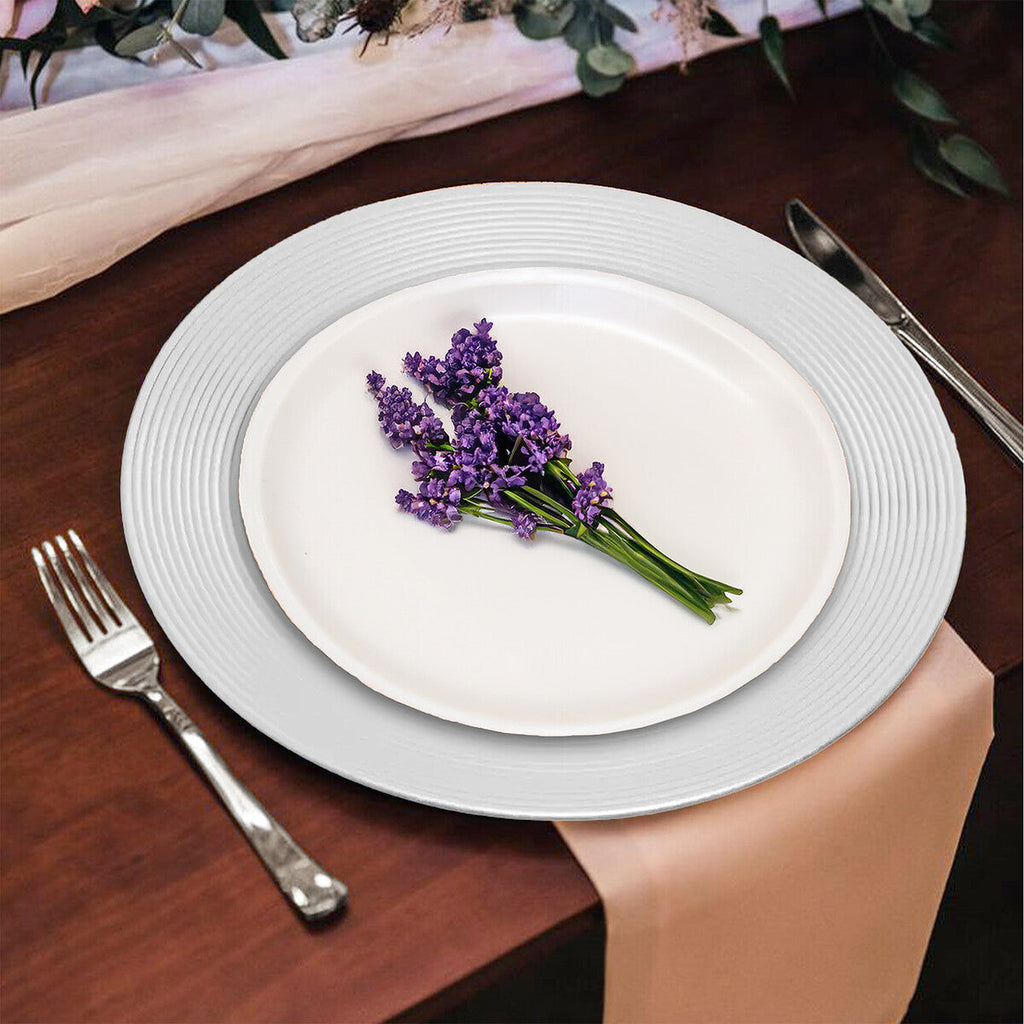 Silver Finish Ribbed Charger Plate