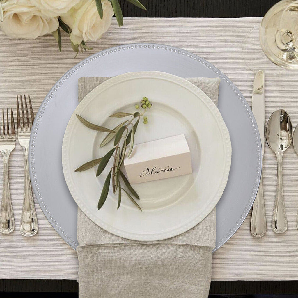 Silver Finish Dotted Charger Plate