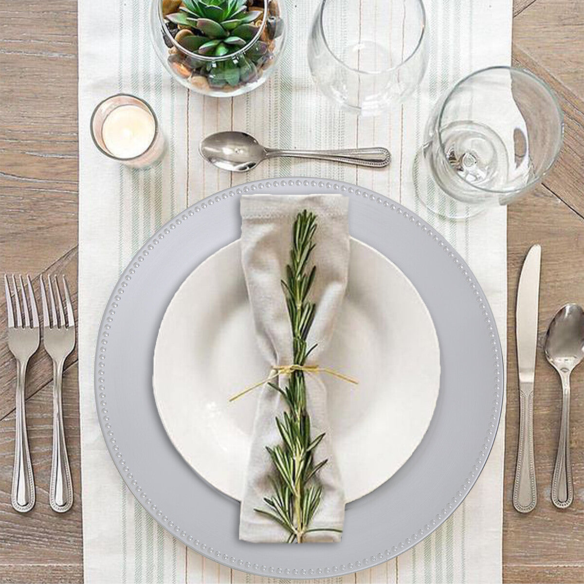 Silver Finish Dotted Charger Plate