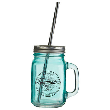 Blue Square Mason Jar Mug