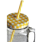 Embossed Mason with Yellow Lid | Square Jar Mug