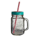 Embossed Mason with Watermelon Lid | Square Jar Mug