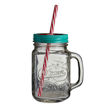 Embossed Mason with Watermelon Lid | Square Jar Mug