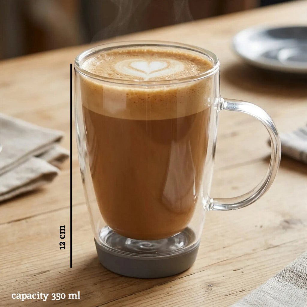 Clear Glass 350ml Mug with Grey Silicone Base