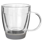 Clear Glass 220ml Mug with Grey Silicone Base