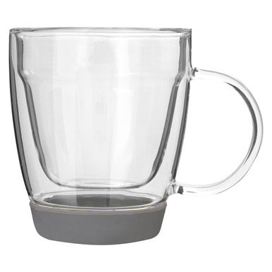 Clear Glass 350ml Mug with Grey Silicone Base