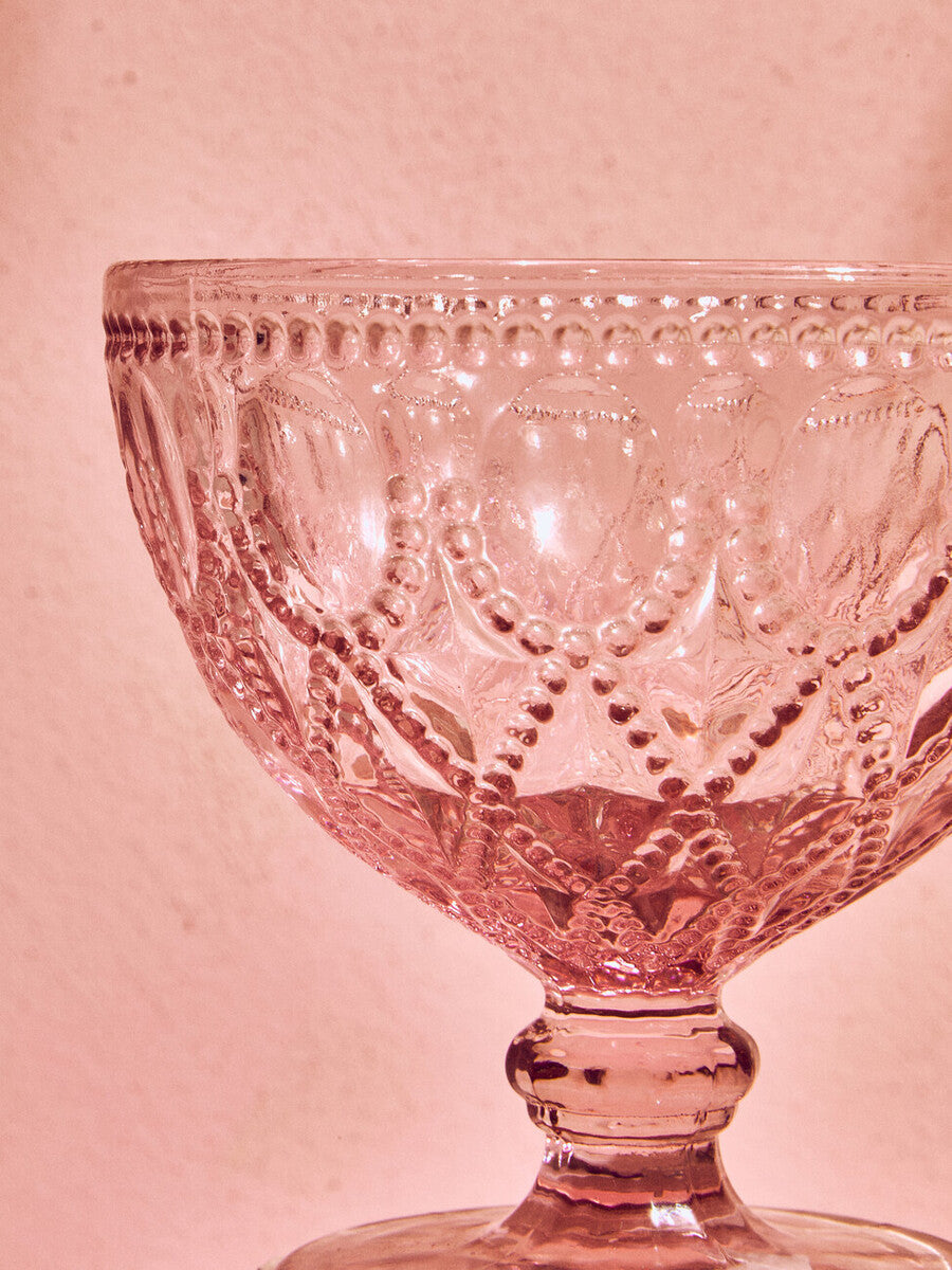 Set of Two Pink Glass Sundae Dishes