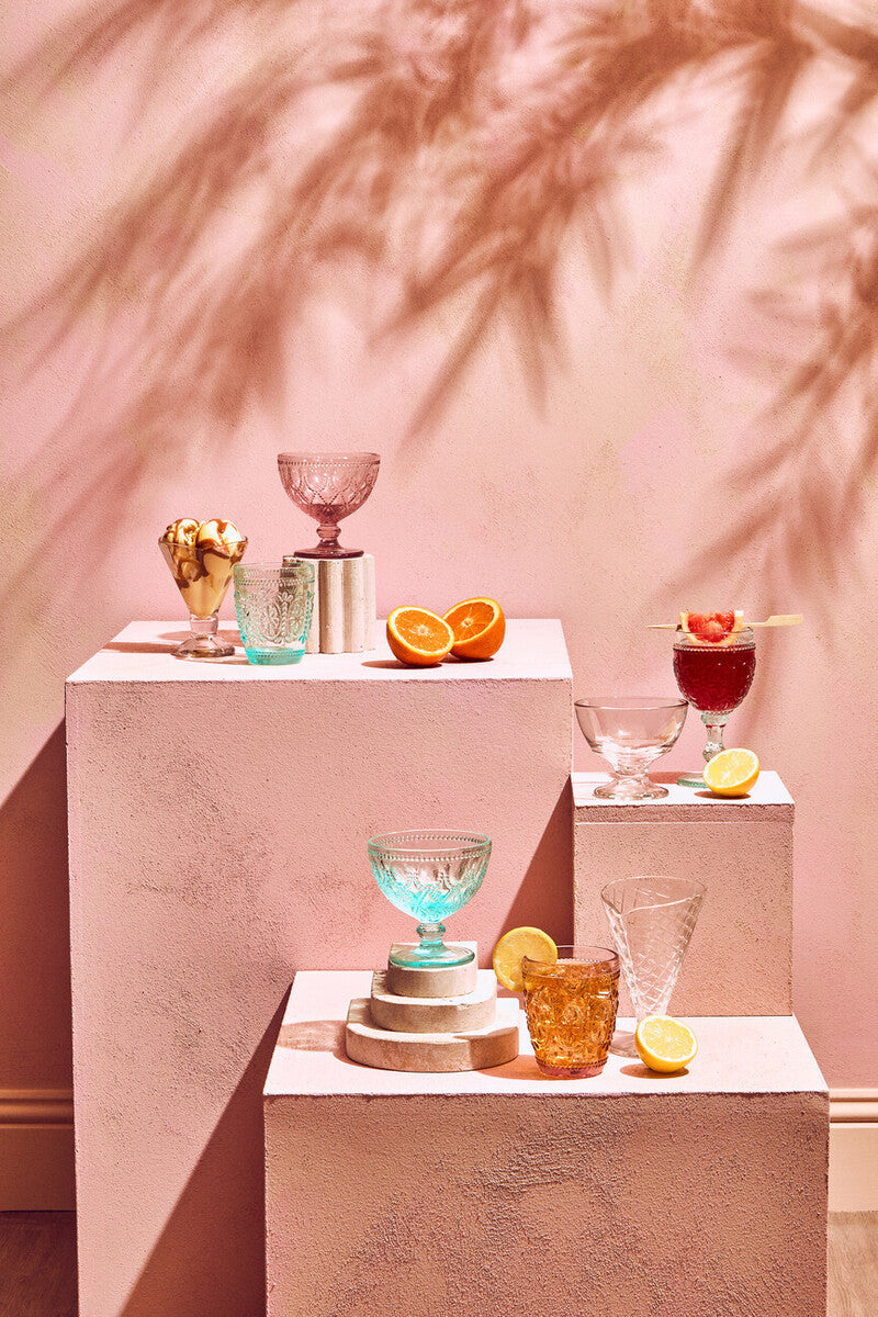 Set of Two Pink Glass Sundae Dishes