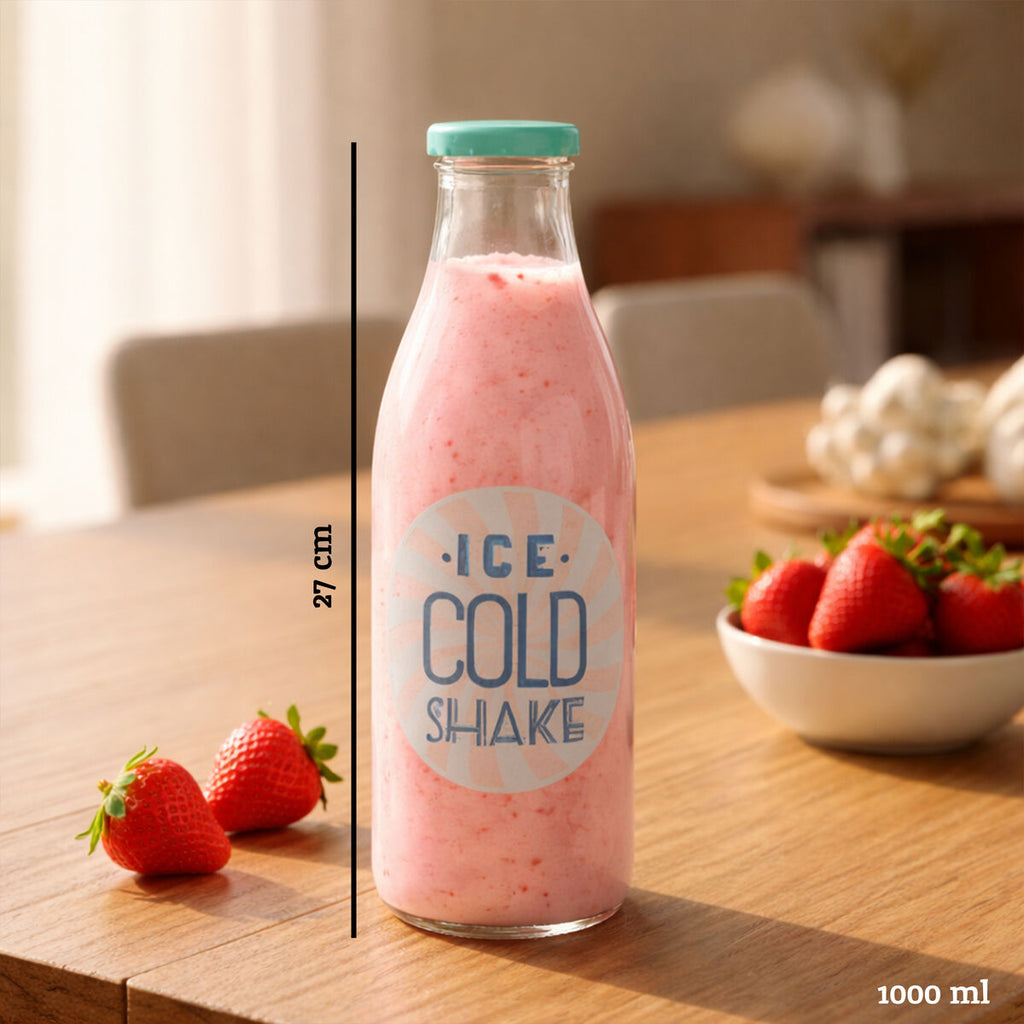 Glass Milk Bottle with Screw Cap