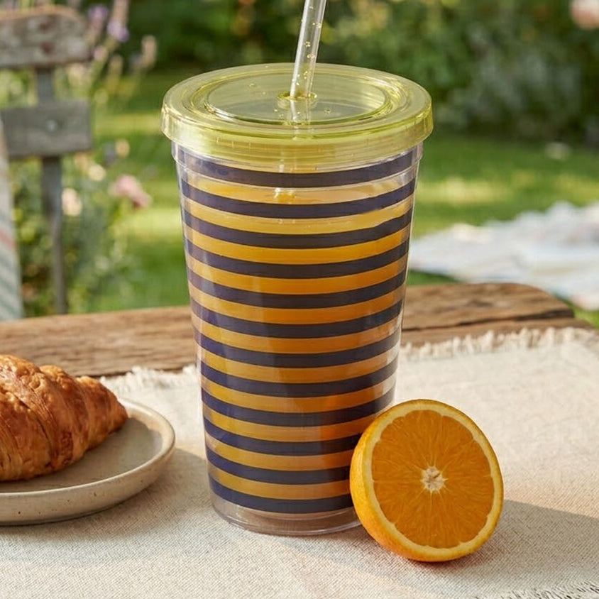 Stripe 450ml Drinks Cup