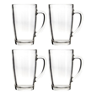 Clear Tall Glass Mugs Set of 4