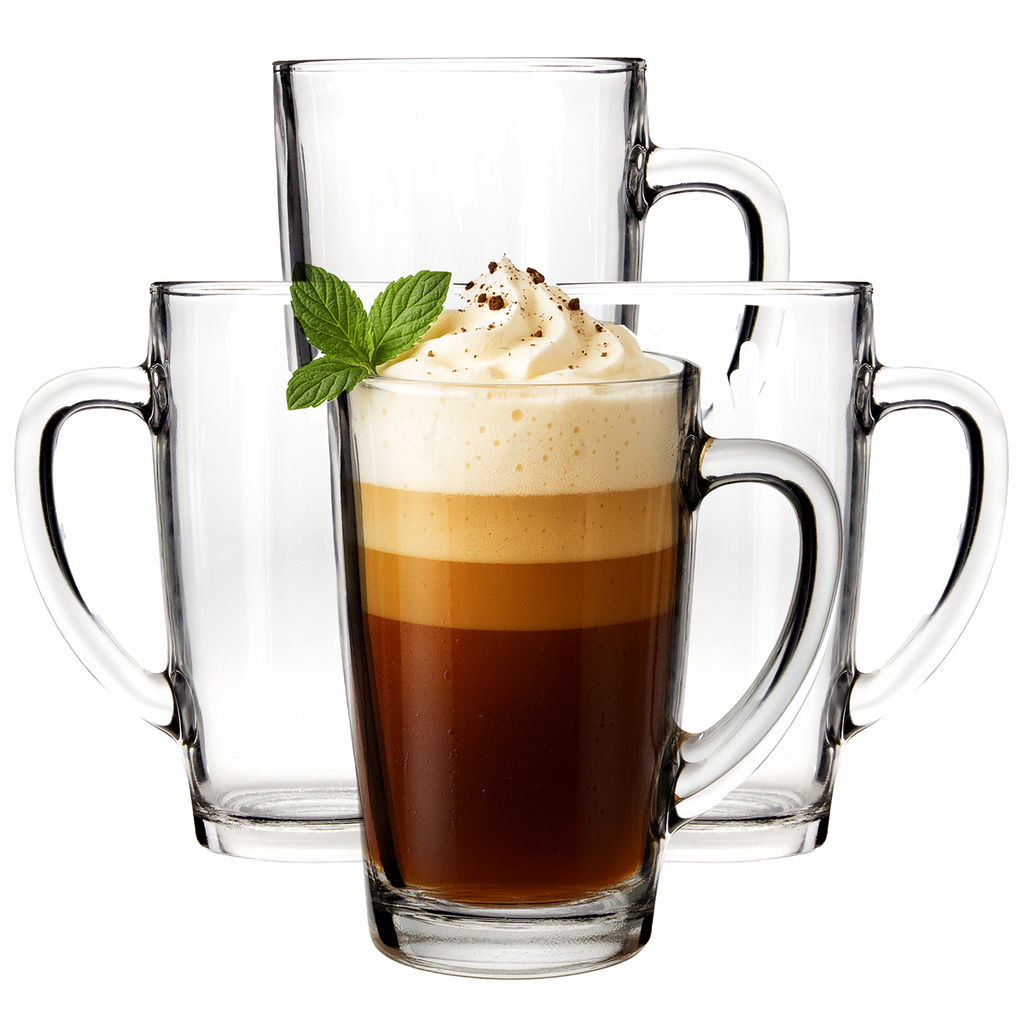 Clear Tall Glass Mugs Set of 4