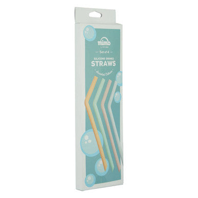 Set of 4 Silicone Straws