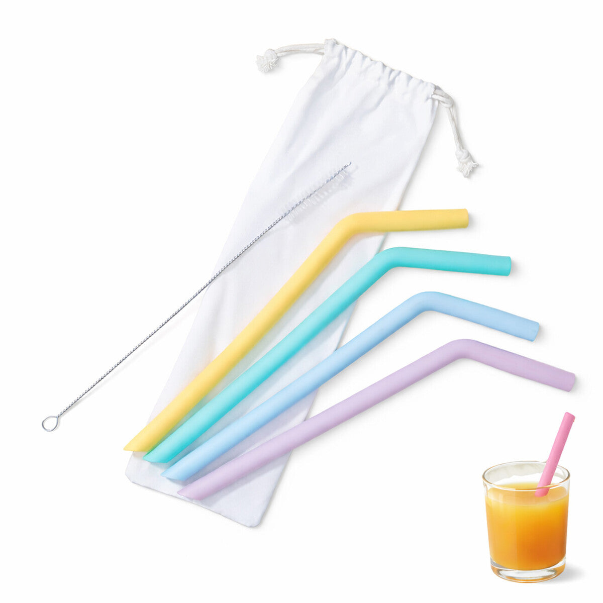 Set of 4 Silicone Straws