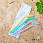 Set of 4 Silicone Straws