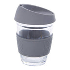Glass Mug with Grey Silicone Band Lid