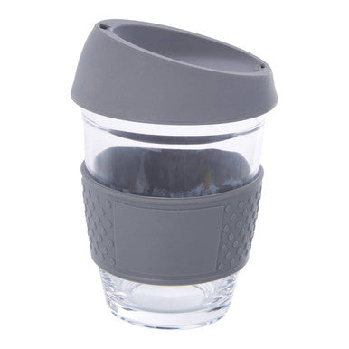 Glass Mug with Grey Silicone Band Lid