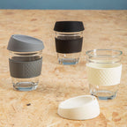 Glass Mug with Grey Silicone Band Lid