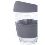 Glass Mug with Grey Silicone Band Lid