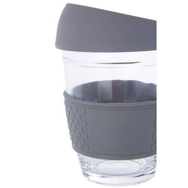 Glass Mug with Grey Silicone Band Lid