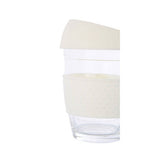 Glass Mug with Cream Silicone Band Lid
