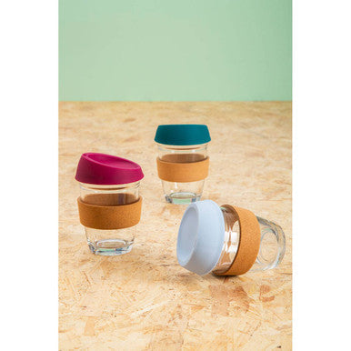 Glass Mug with Red Silicone Lid