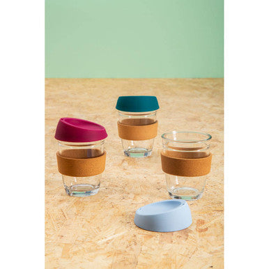 Glass Mug with Red Silicone Lid