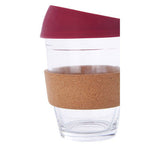 Glass Mug with Red Silicone Lid