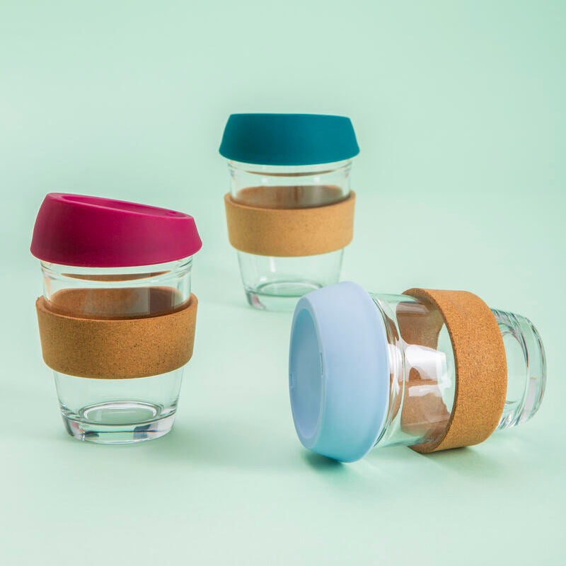 Glass Mug with Dark Green Silicone Lid