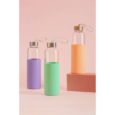 Glass Bottle with Mint Silicone Sleeve