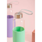 Glass Bottle with Mint Silicone Sleeve