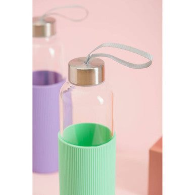 Glass Bottle with Mint Silicone Sleeve