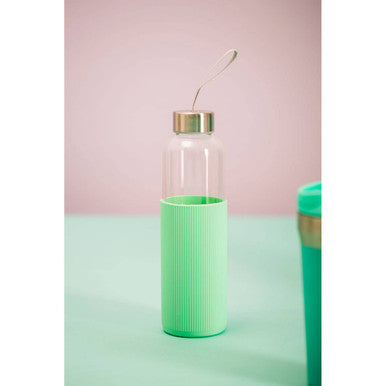 Glass Bottle with Mint Silicone Sleeve