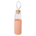 Glass Bottle with Peach Pink Silicone Sleeve