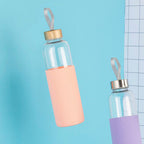 Glass Bottle with Peach Pink Silicone Sleeve