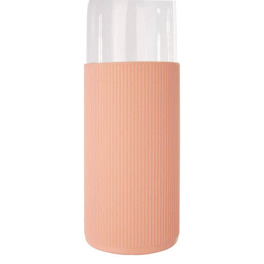 Glass Bottle with Peach Pink Silicone Sleeve