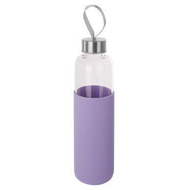 Glass Bottle with Purple Silicone Sleeve