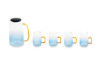 Glass Ombre Blue Pitcher and Cup Set
