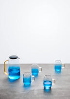 Glass Ombre Blue Pitcher and Cup Set